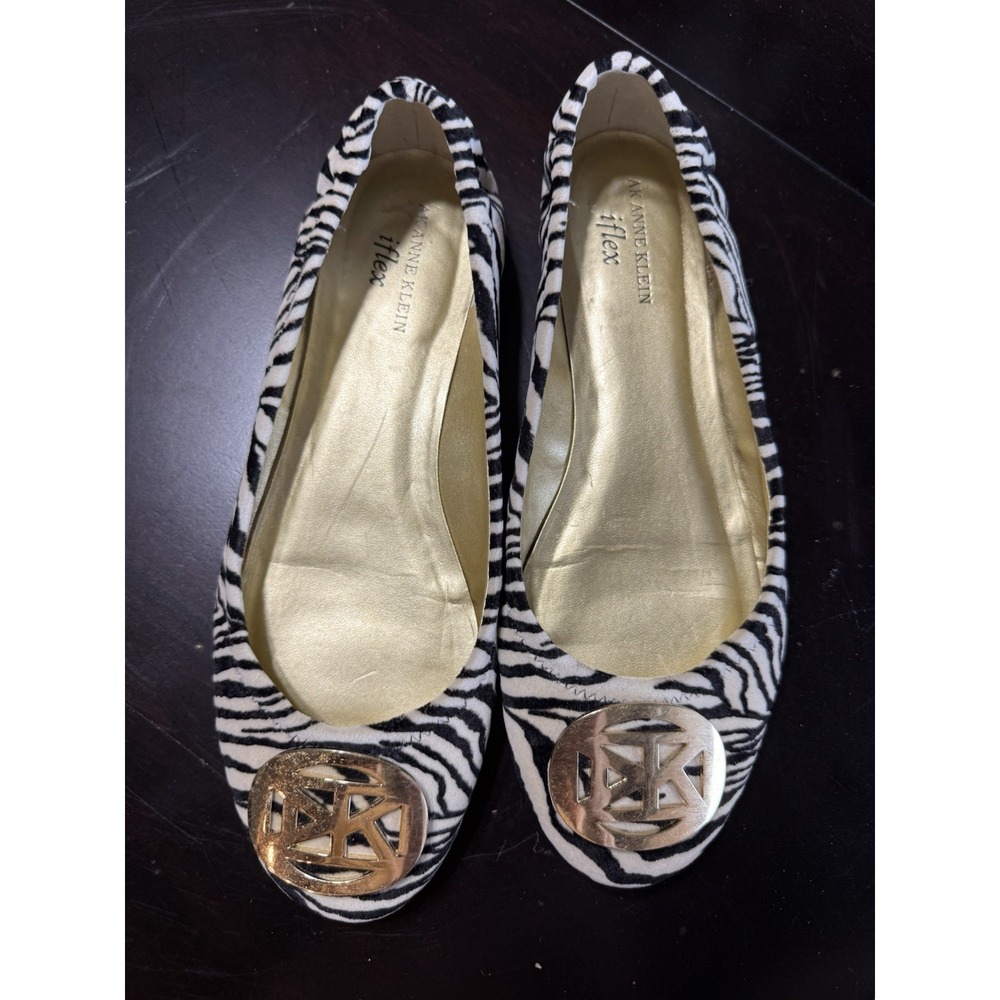Anne Klein Iflex Zebra Print Ballet Flats Size 8M